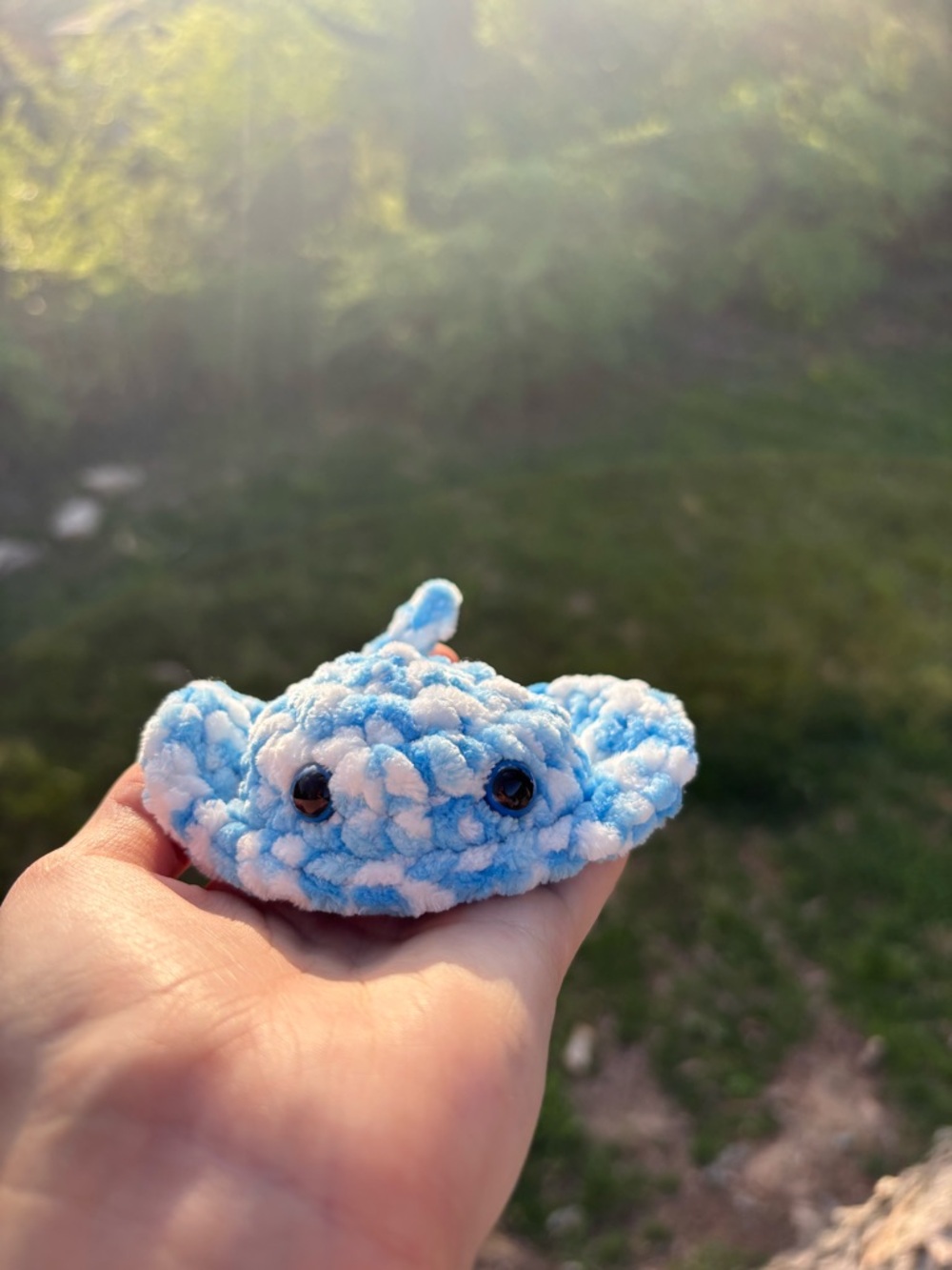 Blue Raspberry Stingray Plush – Handmade Crochet Ocean Animal - Picture 2 of 9